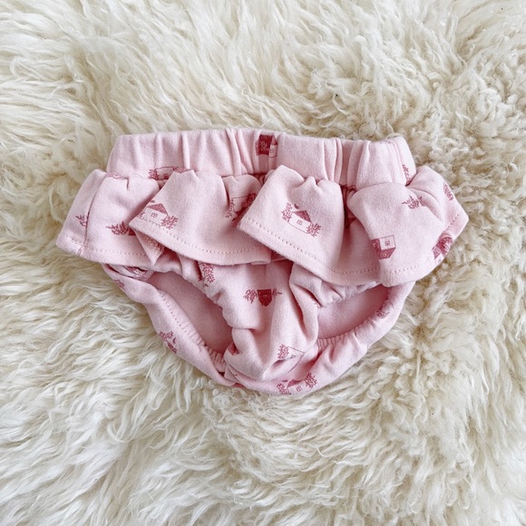 Rabbit + Bear Baby Bloomers - Pink Sz 0-3 Months Organic - Picture 1 of 3